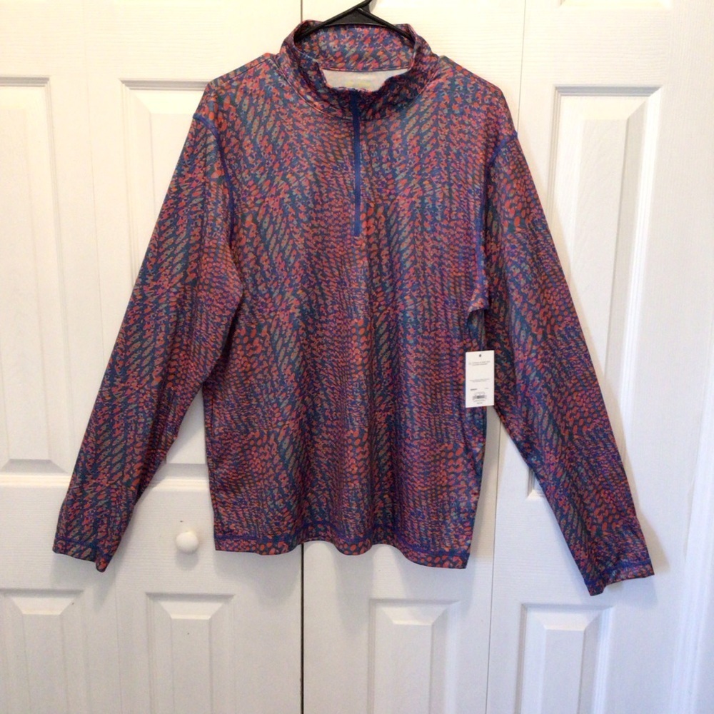 Tek Gear Men’s Abstract Print Soft Tek Quarter-Zip Activewear Pullover Size Lg